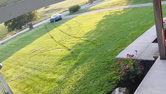 Amazon driver caught on camera driving on lawn