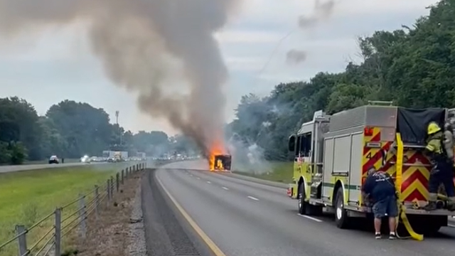 Fireworks explode as box truck burns on Tennessee highway