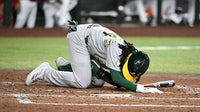 Athletics' Joshua Kuroda-Grauer resting after suffering ruptured testicle