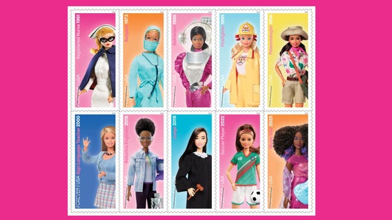US Postal Service unveils new series of 10 Barbie Doll stamps
