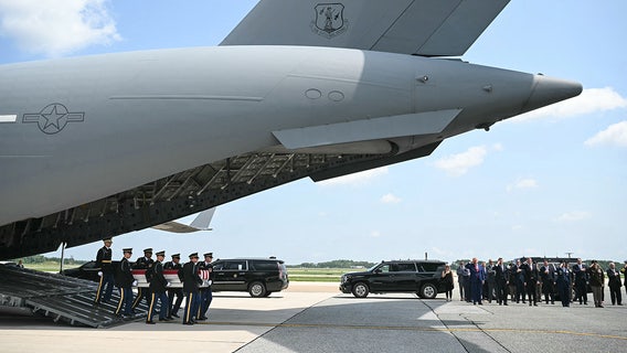 President Trump attends dignified transfer for four US Army soldiers killed in the Middle East