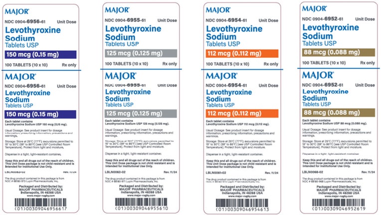 FDA recalls subpotent levothyroxine sodium tablets nationwide; Major Rugby advises customers to return affected medications