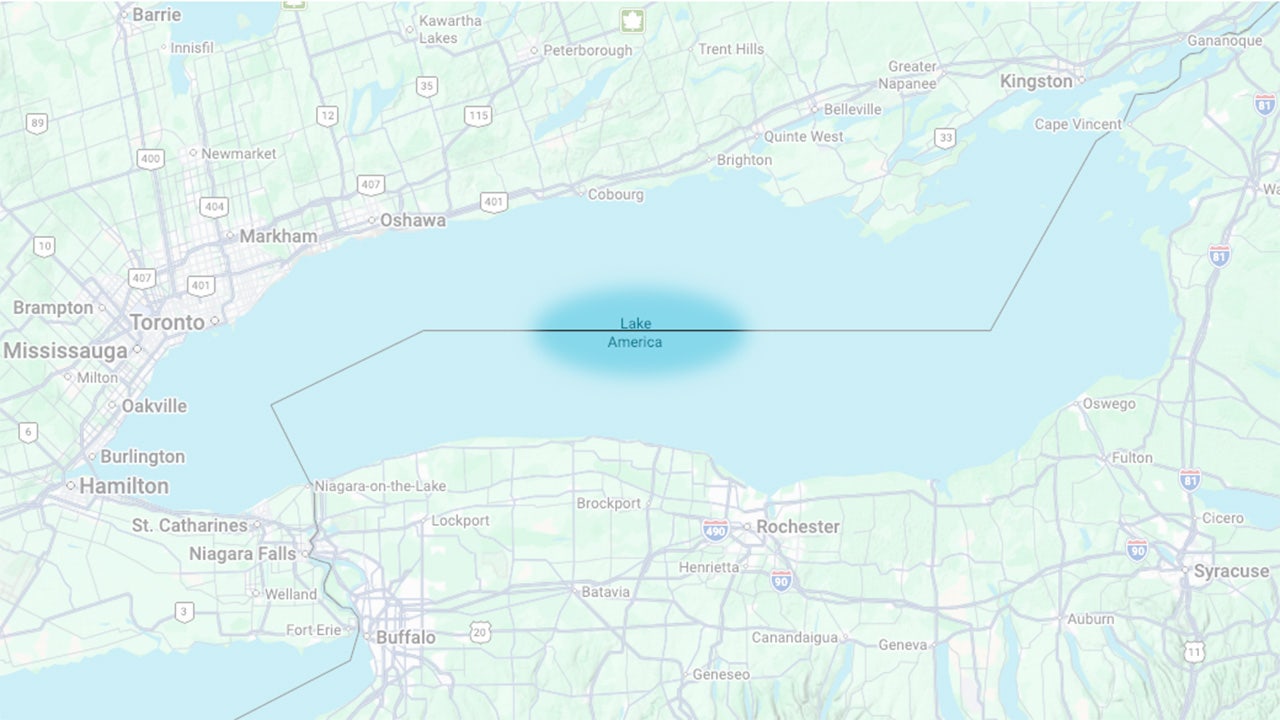 Lake Ontario or Lake America? For Google Maps, it depends