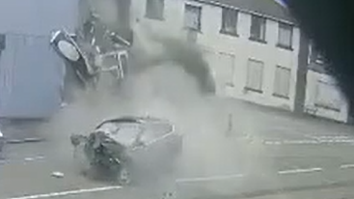 Watch: Driver jailed after crashing into kebab restaurant, causing partial building collapse