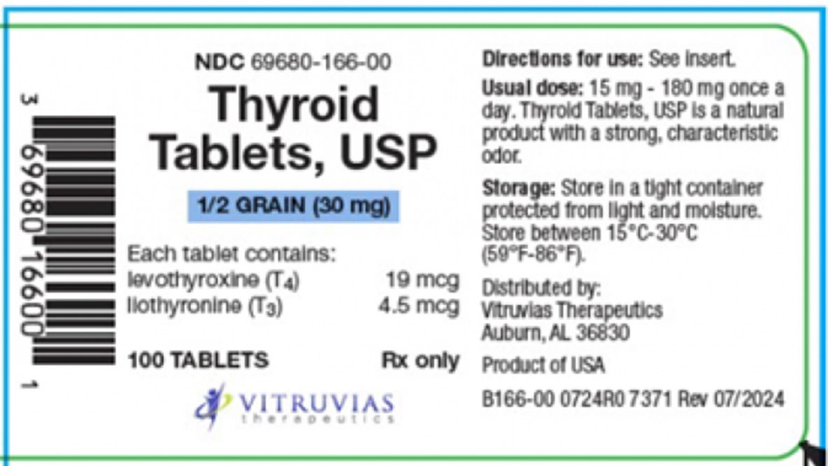 Thyroid tablets recalled because they may be ‘superpotent’