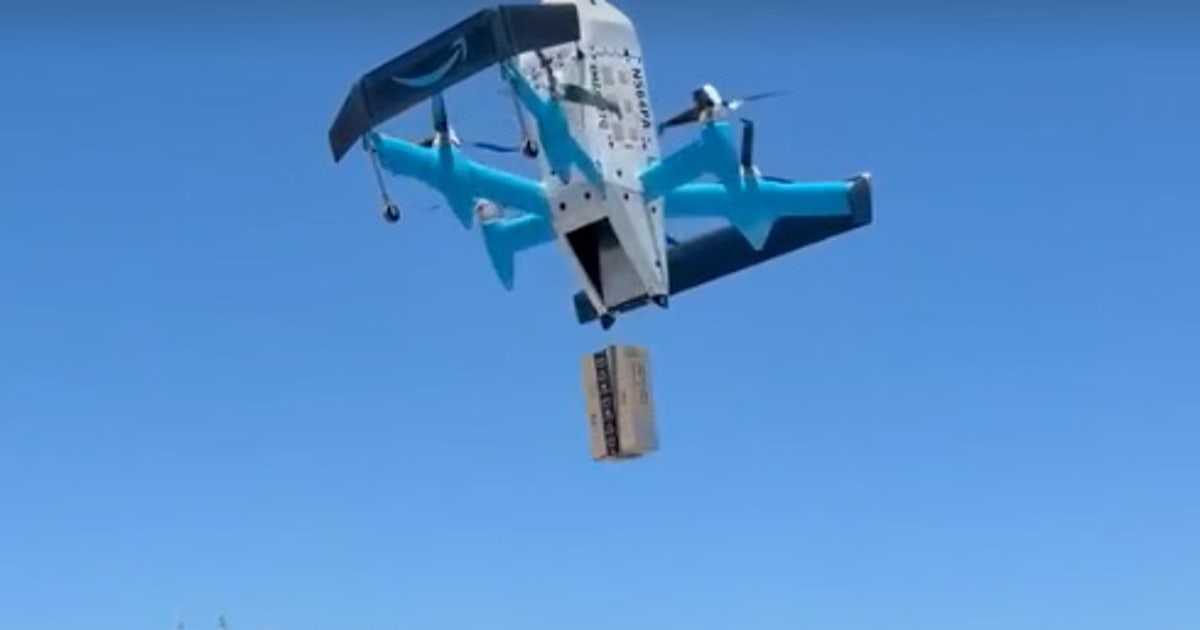 Watch: Amazon drone drops package in swimming pool