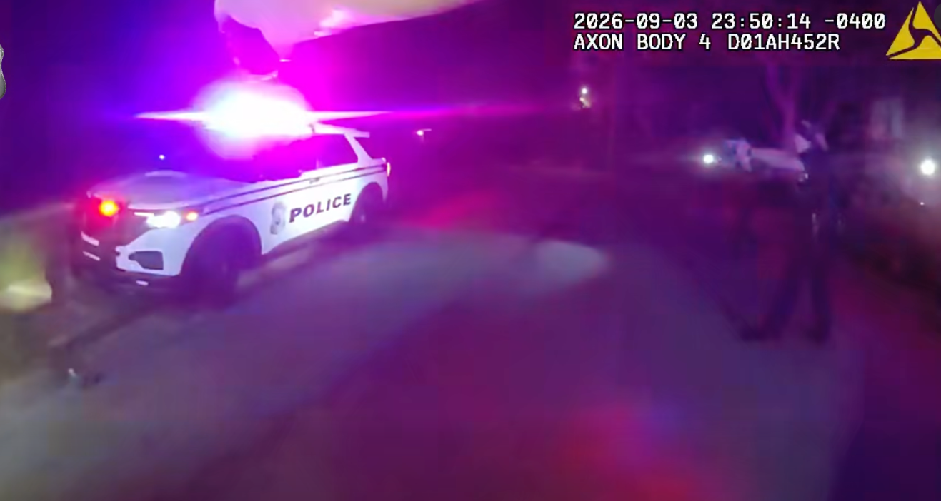 Watch: Homicide suspect steals police car, crashes through Ohio home