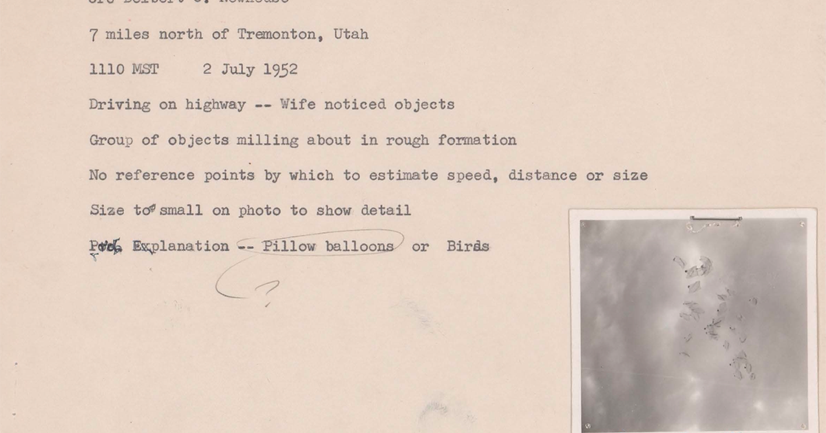 Pentagon releases sixth batch of declassified UFO files including video of swarm of objects over Utah in 1952
