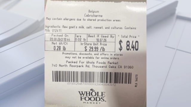 Cheese sold at Whole Foods in several states recalled due to allergy risk of undeclared ingredient
