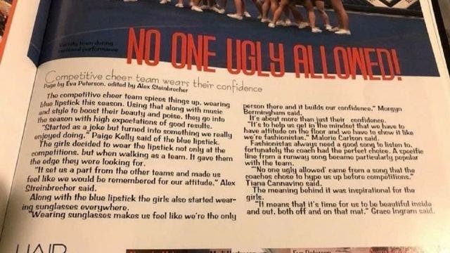 'No one ugly allowed!' yearbook headline sparks backlash, as high school apologizes