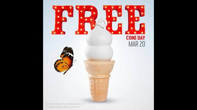 Dairy Queen giving away free ice cream on March 20