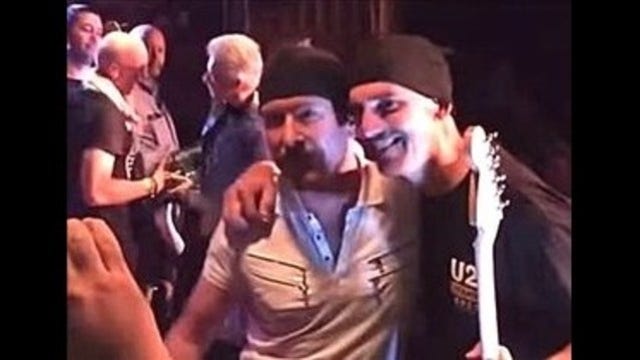 U2 joins Fanwood resident on stage