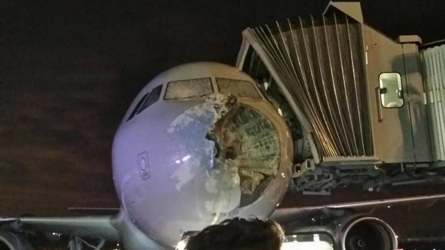 American Airlines plane heading to Phoenix damaged by hail