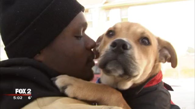 Homeless man sleeping outside with his dog gets helping hand