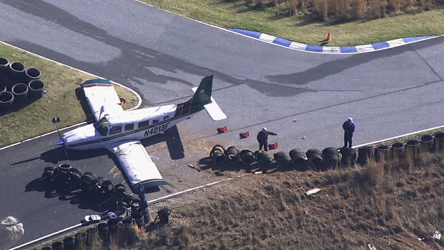 Airplane crash lands at Atlanta Motorsports Park