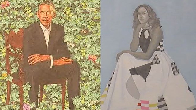 Barack and Michelle Obama portraits unveiled at National Portrait Gallery