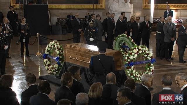 Trump honors 'America's pastor' while he lies in honor at the Capitol