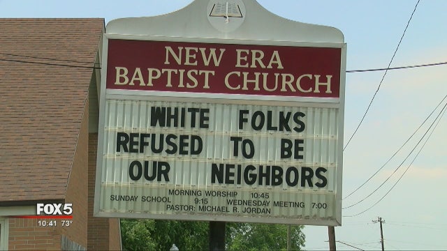 Birmingham church sign: 'Black folks need to stay out of white churches'