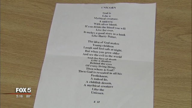 Parents upset after 'Unicorn' poem used in school