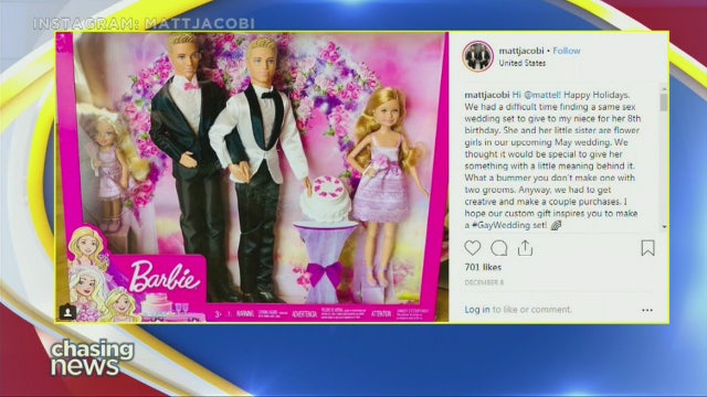 Couple propose same-sex Barbie wedding set