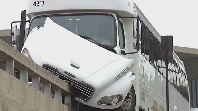 Bus crashes into divider at Newark-Liberty International Airport