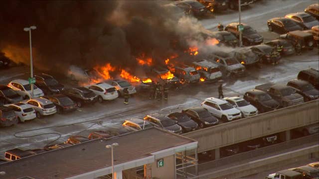 17 cars damaged in Newark Airport garage fire