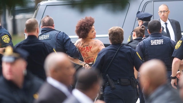 Topless protester ID'd as 'Cosby Show' actress