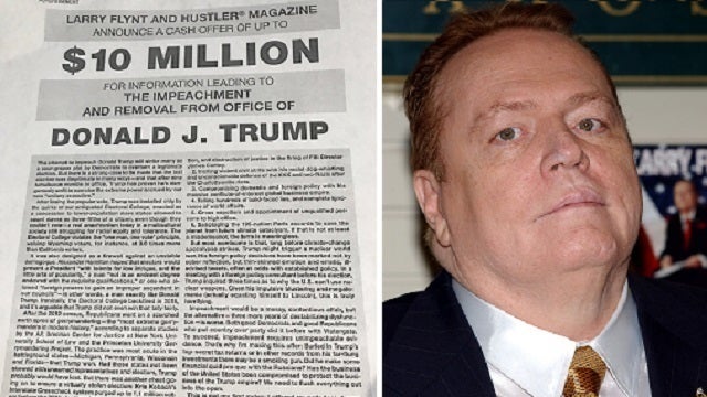 Hustler founder offers $10 million for dirt leading to Trump impeachment