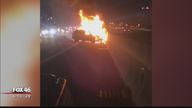 Strangers save woman from burning car on I-77 in Rock Hill, SC