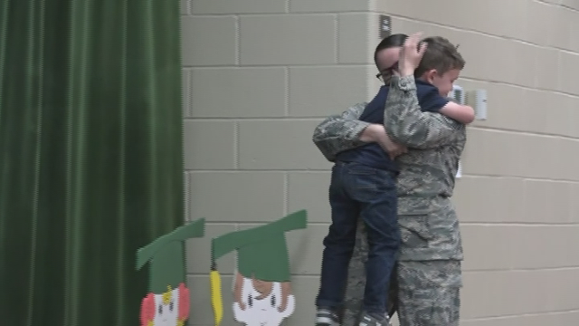 Military mom surprises son at preschool