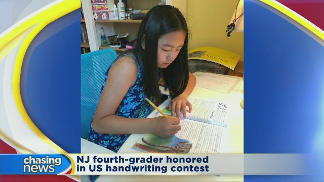 NJ student honored for handwriting