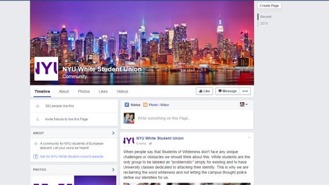 NYU: 'White Student Union' Facebook page fake