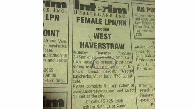 Uproar over 'no Haitians' classified ad