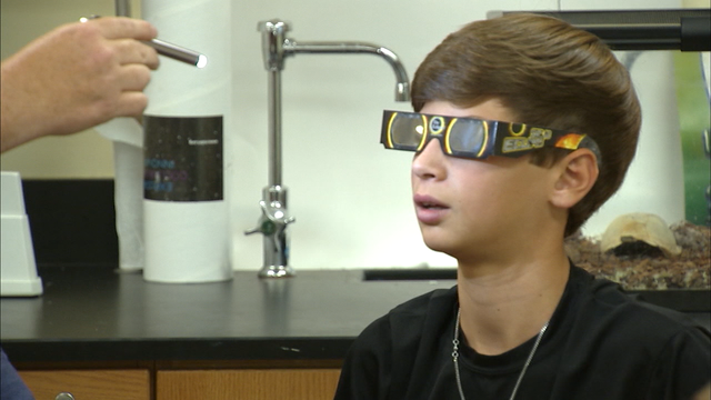 Students getting ready for solar eclipse
