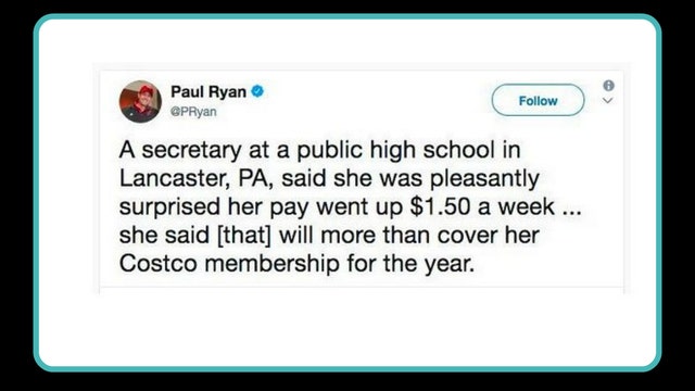 GOP Rep. Paul Ryan celebrates woman's $1.50/week pay raise thanks to tax overhaul