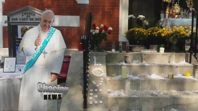 Closed church has pop-up pope