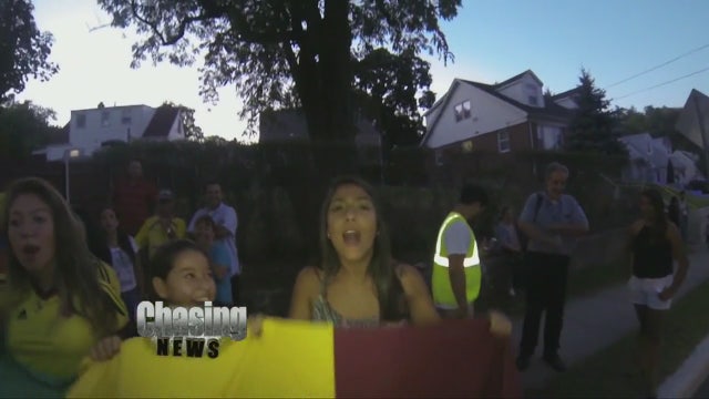 Protesters gather outside home of man protesting 'stacking'