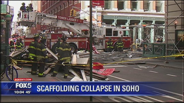 Scaffolding collapses in Soho
