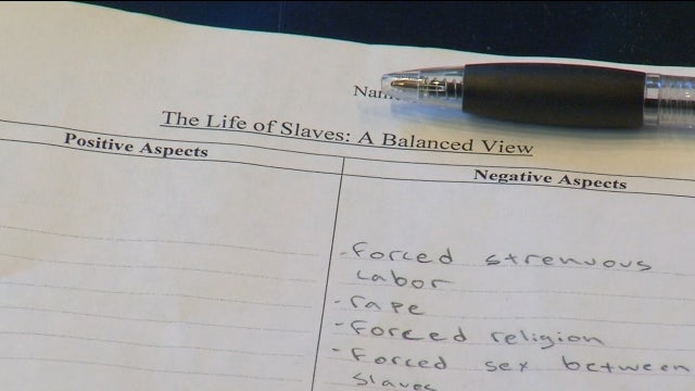 Parents mad after students asked to list 'positives' of slavery
