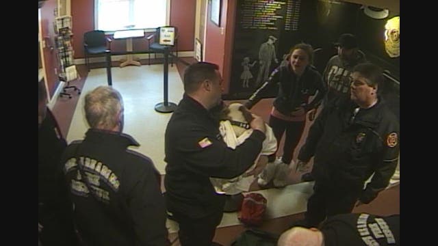 Massachusetts first responders rescue choking puppy