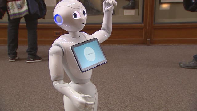 Humanoid 'Pepper' robots helping answer questions, interacting with visitors at Smithsonian museums