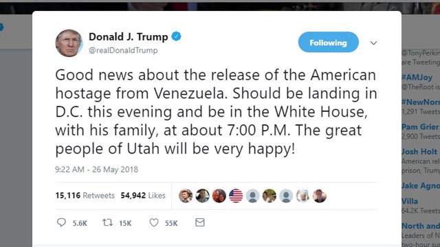 Utah man held prisoner in Venezuela for 2 years arrives in DC