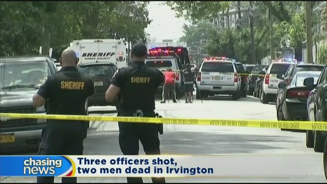 Three officers shot, two men dead in Irvington