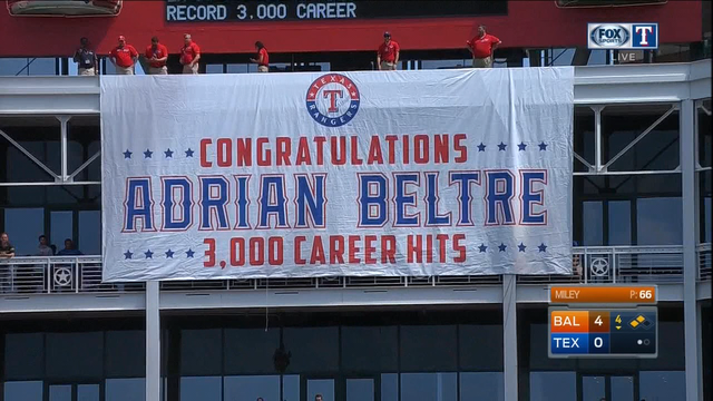 Beltre doubles for 3,000th hit, 1st from Dominican to do it