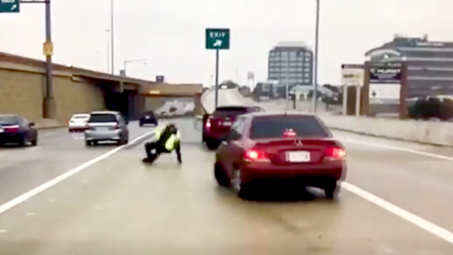 Hurst police officer recalls icy close call with car