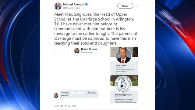 Arlington private school administrator suspended for profane Twitter message to Michael Avenatti