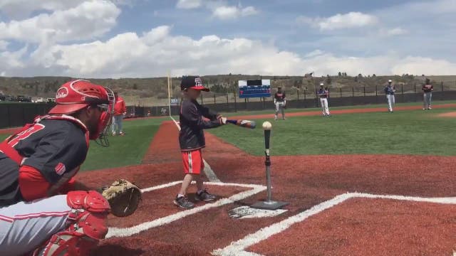Watch: Four-year-old cancer patient hits home run