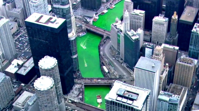 Chicago River dyed green for St. Patrick's Day