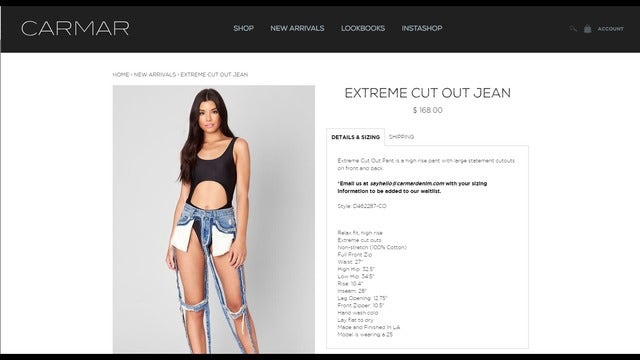 'Extreme cut-out' jeans sell for $168, draw mixed reactions