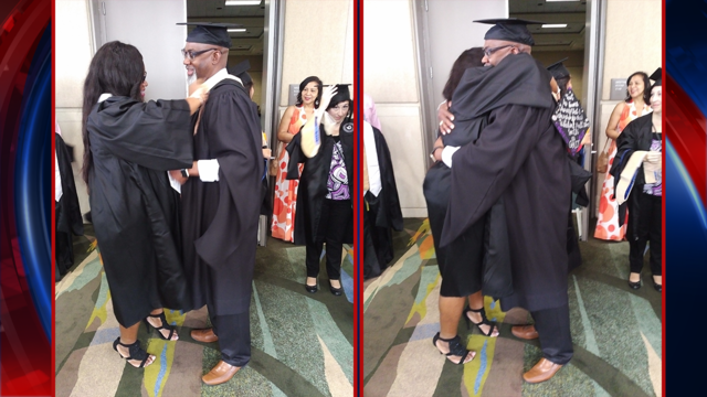 Father surprises daughter by graduating alongside her
